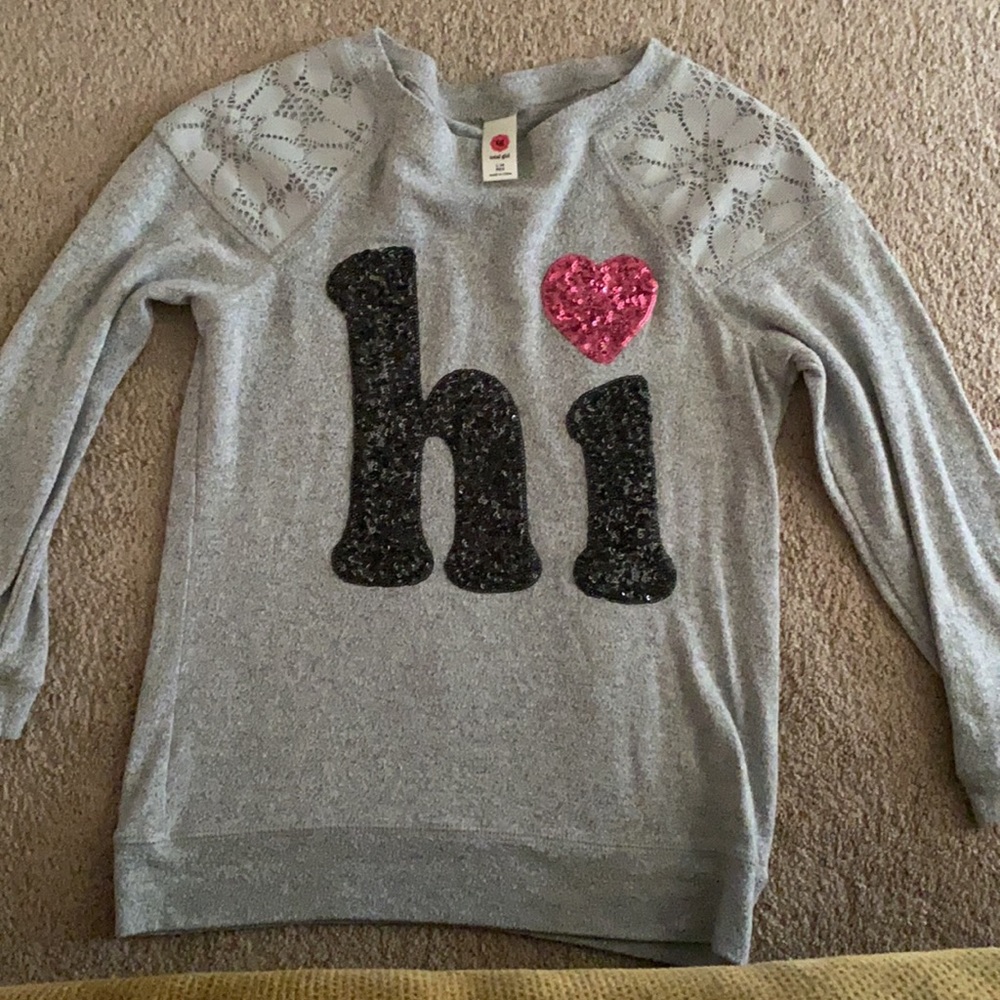 Total Girl long sleeve sequin shirt L 14